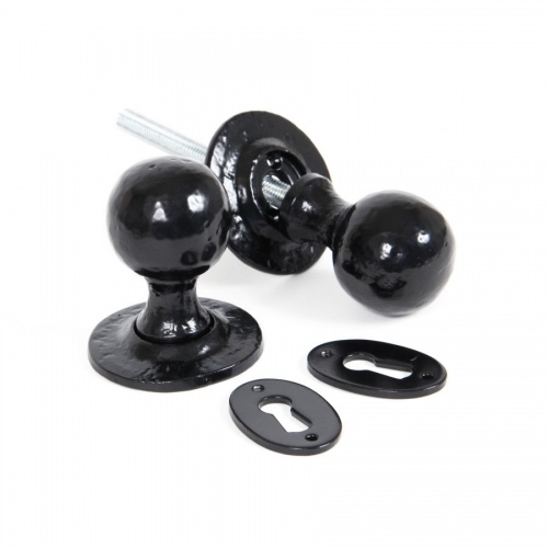 Black Round Mortice/Rim Knob Set